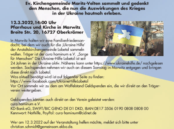 Pfarrhaus Marwitz: Familienfriedensandacht