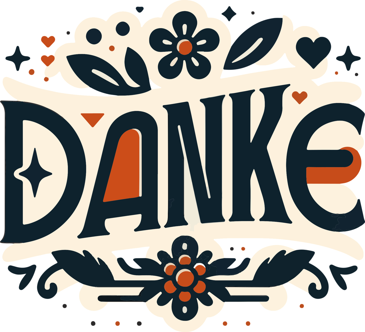 Das Wort DANKE dekorativ geschmückt