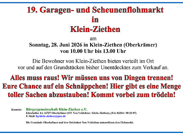 Garagenflohmarkt in Klein-Ziethen 2026