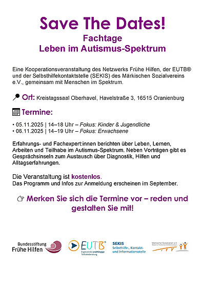 Flyer für Fachtage: Leben im Autismus-Spektrum