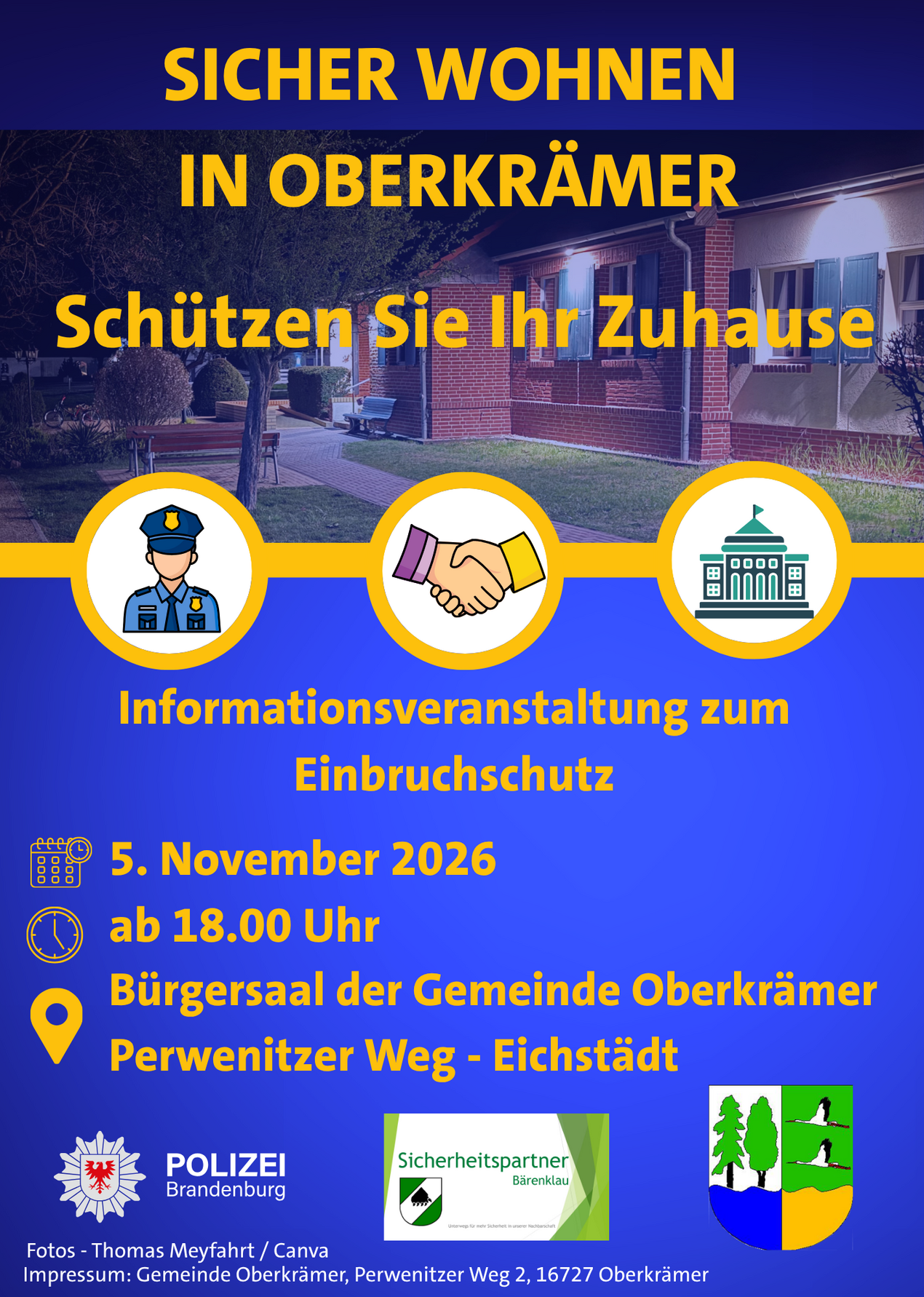 Infoflyer zur Informationsveranstaltung zum Einbruchschutz